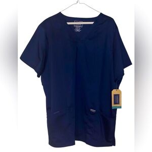 Cherokee Women’s Deep Blue V-Neck Short Sleeve Scrub Top Size XL Nursing Unisex